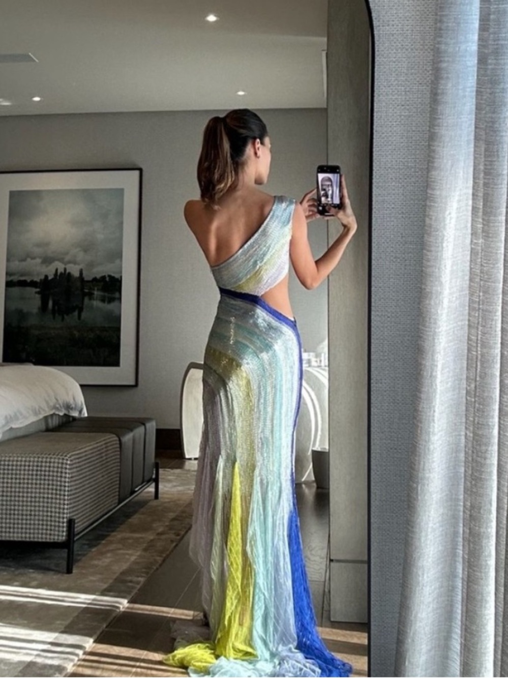 Georges Hobeika Beaded One Shoulder Tulle Gown - Size 2 - Picture 2 of 15